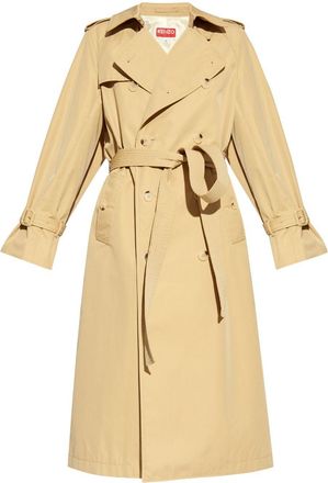 Kenzo cut-out double-breasted trench coat - women - Cotton/Viscose/Polyamide - 38 - Neutrals