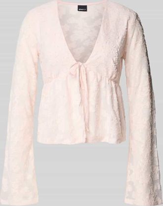 Gina Tricot Langarmbluse mit Schnürverschluss in Rosa, Größe L