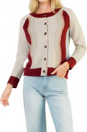 THML Clothing Knitted Long Sleeve Cardigan In Burgundy