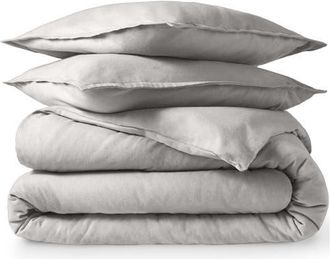 Bare Home 100% Cotton Flannel Duvet Cover & Sham Set in Light Grey at Nordstrom, Size California King