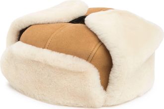 UGG UGG Suede Genuine Shearling Trapper Hat in Chestnut at Nordstrom Rack, Size Large/x-Large