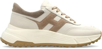 Hogan Cream Taupe Suede Side Logo Sneakers