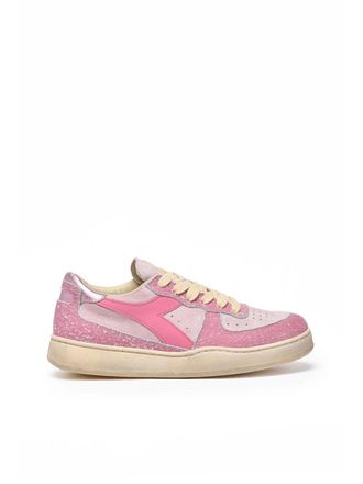 Diadora Pink Leather Basket Sneakers
