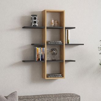 Dmora Estanter&iacute;a Hierbas, 3 Baldas, Estructura Negra, Tono Roble, 96x20x101h Cm Marr&oacute;n Roble