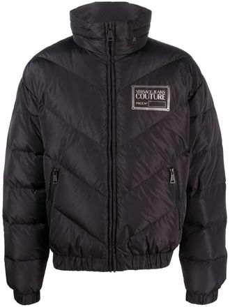 Versace Jeans Couture chest logo-print padded jacket - men - Polyester/Duck Feathers/Polyester - 48 - Black