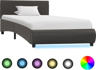 vidaXL Vidaxl - Estructura De Cama Con Led Sin Colch&oacute;n Cuero Gris 90x200 Cm