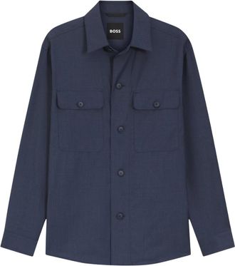 HUGO BOSS P-Carper-Os-Wg-262 - Heren - Casual Overhemden - Blauw - S - Wol - Overhemden