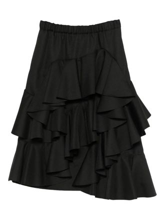 Comme Des Garçons ruffled midi skirt - women - Polyester - S - Black