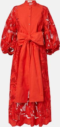 Erdem Embroidered mesh midi dress