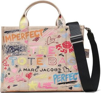 Marc Jacobs The Punk Scribble Canvas Medium Tote Bag Tote Handbags Beige, Canvas/Cotton