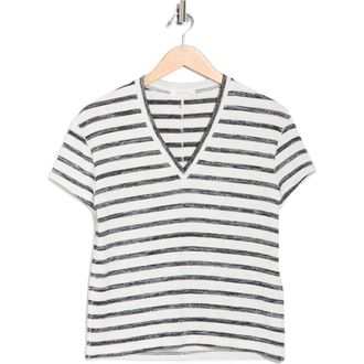 Rag & Bone The Knit Stripe V-Neck T-Shirt in Earlgrey at Nordstrom Rack, Size Xx-Small