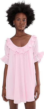 Show me your Mumu Toulouse Dress Womens Dress Pink Eyelet : 2XL, Cotton