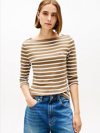 Tommy Hilfiger Camiseta slim de manga 3/4 y cuello barco