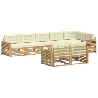 vidaXL Conjunto De Sof&aacute;s De Exterior 8 Uds. Blanco Y Crema Poli&eacute;ster Vidaxl