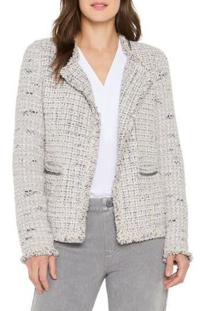 Nic+Zoe Chain Trim Fringe Mix Knit Jacket in Grey Multi at Nordstrom Rack, Size Medium P