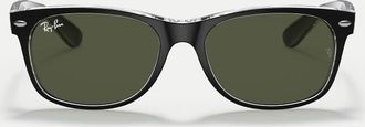 Ray-Ban New Wayfarer occhiali da sole squadrati bicolor con lenti verdi, nero su trasparente