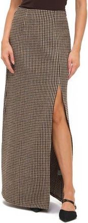 Ookie & Lala Houndstooth Front Slit Maxi Skirt in Black/Brown at Nordstrom Rack, Size X-Large