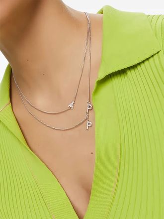 Patrizia Pepe double-chain necklace - women - Brass/Crystal - One Size - Silver