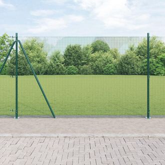 Berkfield Home Welded Wire Fence with 7 Flanged Posts Green 1.5x10 m Steel