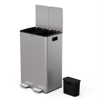 Klarstein Klarstein Ecovista Cubo De Basura Con Recipiente De Compostaje Contenedor De Basura 60 Litros + Recipiente De Composta 3 Litros Cierre Suave