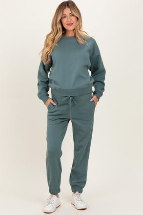 Pinkblush Fleece Long Sleeve Pullover & Jogger Set in Jade at Nordstrom, Size X-Large