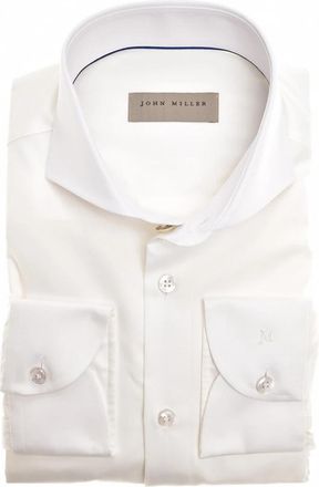 John Miller Witte Business Overhemd Jurk - Heren - Zakelijke Overhemden - Wit - XS - Katoen - Overhemden