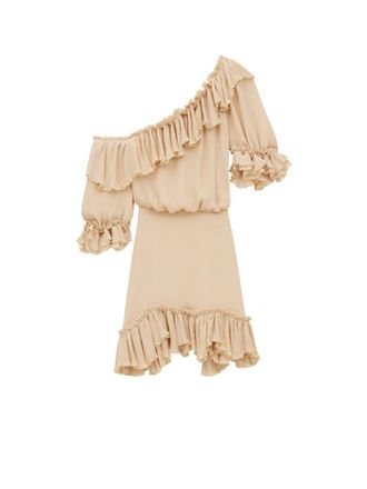 Saint Laurent One-Shoulder Dress With Ruffles