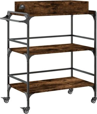 vidaXL Vidaxl - Carrito cocina madera ingeniería roble ahumado 81,5x41x92,5 cm