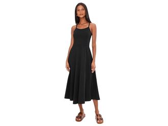 Pact Organic Cotton Fit-and-Flare Midi Dress Womens Dress Black 1 : 2XL, Cotton/Elastane