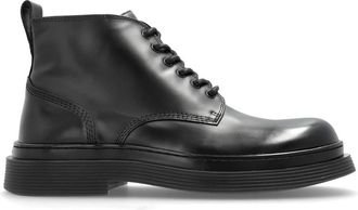 Ami Lederen enkellaarzen - Heren - Veterlaarzen - Zwart - 40 EU - Leer - Schoenen