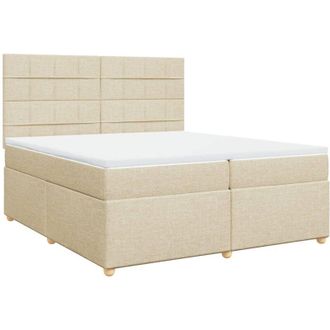 vidaXL Vidaxl - Cama Box Spring Con Colch&oacute;n Tela Color Crema 200x200 Cm