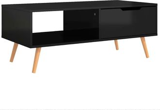 vidaXL Tavolino Salotto Nero Lucido 100x49,5x43 Cm Legno Multistrato - Vidaxl