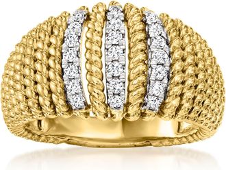 Ross-Simons Diamond Roped Ring in 18kt Gold Over Sterling
