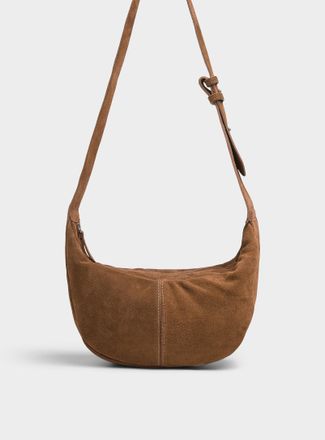 Simons Womens Minimalist suede half-moon bag Exclusive collection from Italy