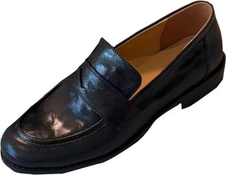 Generic Black Womens Loafers Slip-On Shoes with Thick Heel Flat Sole English Style Vintage Fashion Casual Comfortable Walking Shoes Nylon Spandex Material