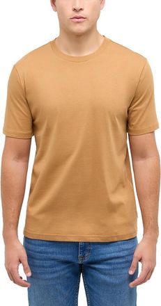 Mustang Kurzarmshirt MUSTANG Herren Style Austin, Herren, Gr. XXL, hellbraun, Jersey, 100% Baumwolle, Rundhals, Shirts Kurzarmshirt