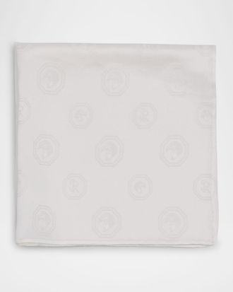 Stefano Ricci Men & apos;s Tonal Jacquard Logo Silk Pocket Square