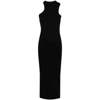 Axel Arigato Geribbelde Lange Jurk - Dames - Maxi kleedjes - Zwart - XS - Katoen - Kleedjes