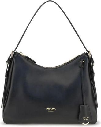 Prada Leren Schoudertas - Dames - Tassen - Zwart - Maat: ONE Size Leer