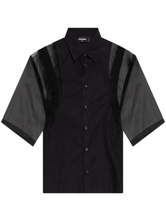 Dsquared2 sheer-sleeve shirt - men - Cotton/Silk - 52 - Black