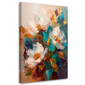 Feeby Impresi&oacute;n De Imagen Flores De Colores En Una Composici&oacute;n Turquesa Y Naranja 80x120