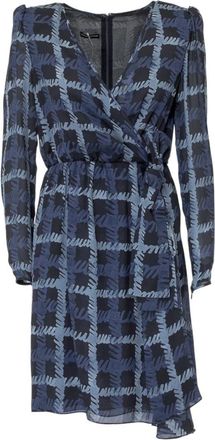 Emporio Armani Jurk met ruitpatroon - Dames - Wikkelkleedje - Veelkleurig - XS - Polyester - Kleedjes