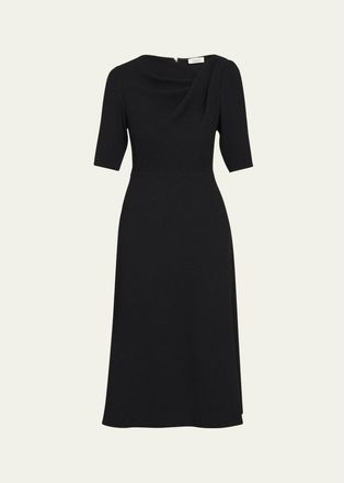 Teri Jon Cr&ecirc;pe Asymmetric A-Line Cocktail Dress