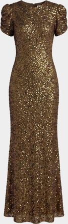 Mac Duggal Embellished Short-Sleeve Gown