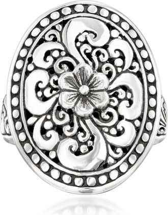 Ross-Simons Sterling Silver Bali-Style Floral Filigree Ring