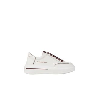 Alexander Smith Sneakers, female, White, 6 UK, Lancaster Donna in white pebbled leather and bordeaux details