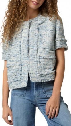 Ann Mashburn Short Sleeve Chelsea Jacket In Blue Multi Tweed