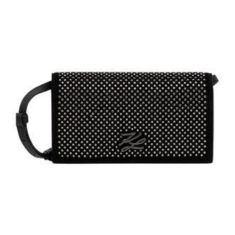 Karl Lagerfeld Tassen, Dames, Zwart, ONE Size, Leer, Kleine Schoudertas
