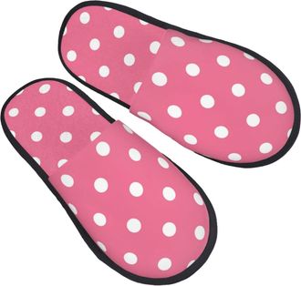 Generic Cotton Slippers Dots On Flower Red Background Soft Slipper Portable Anti-Slide Slipper For Hotel Women Home M