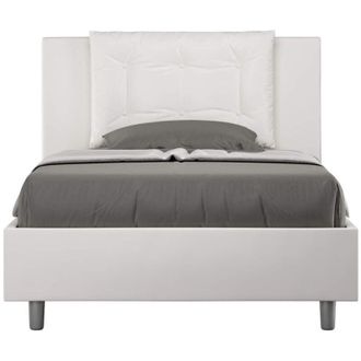 Les Tendances Letto una piazza e mezza rivestito in Similpelle - ANNALISA - Dimensione Rete: 120x190 - Colore: Bianco - Tipologia Letto: Con Rete
